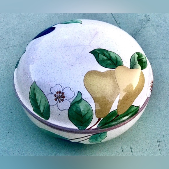 Vintage Retired MIKASA FRUIT PANORAMA Round Lidded Jewelry Trinket Dish - Picture 6 of 9